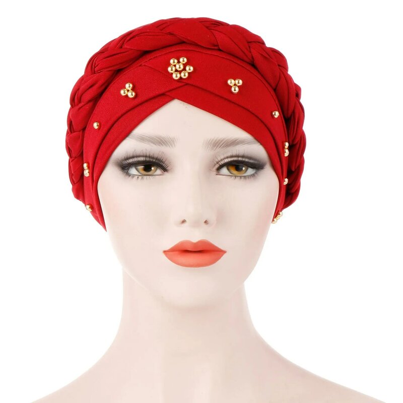 Gaya busana 2024 musim semi musim panas wanita Afrika warna Solid kecantikan kasual ikat kepala topi Afrika ikat kepala