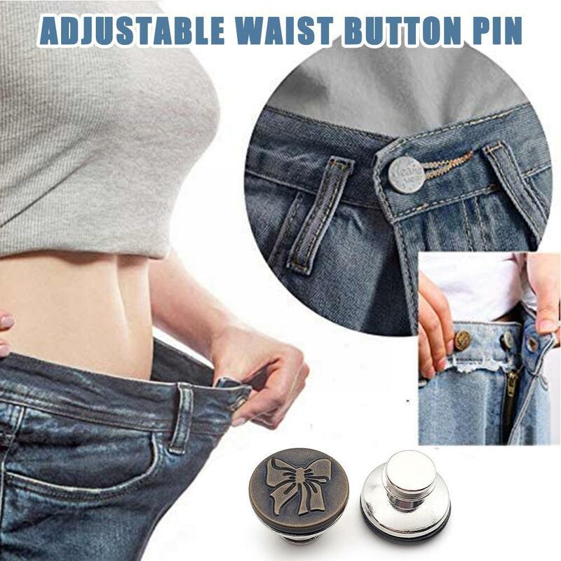 1 buah ikat pinggang datar dan Button-free Jeans ikat pinggang celana pinggang alat penyesuaian pinggang pengurangan dan pengurangan Button-gratis A B2F1
