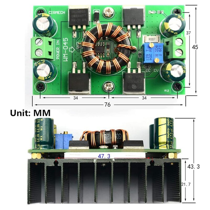 電圧レギュレーター付きトラクションコンバーター,5a,max 10a,dc 5v-30v〜1.25-30v,定数電圧,電流