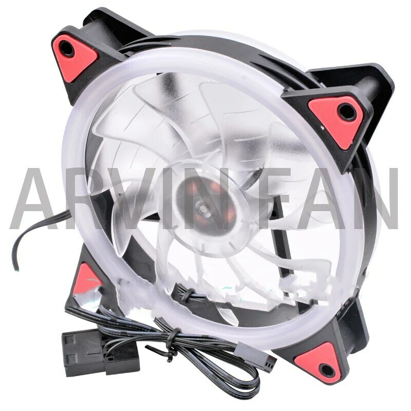12cm 120mm Cooling Fan 120x120x25mm DC12V 0.10A 3 Lines RGB Color Led Light Quiet Cooling Fan For Case And Power Supply