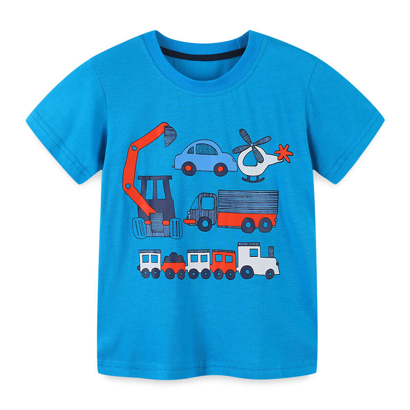 Летняя Новинка детская одежда Трикотажная хлопковая рубашка с круглым вырезом и коротким рукавом детская одежда