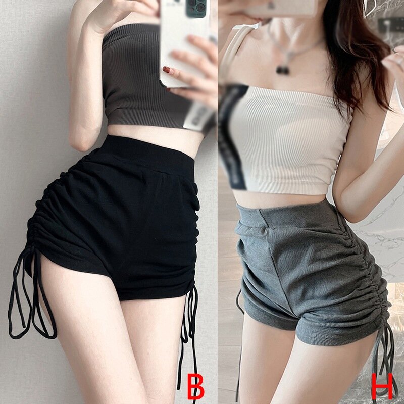 Summer Women High Waist Shorts Casual Sports Solid Color Simple Straight Shorts