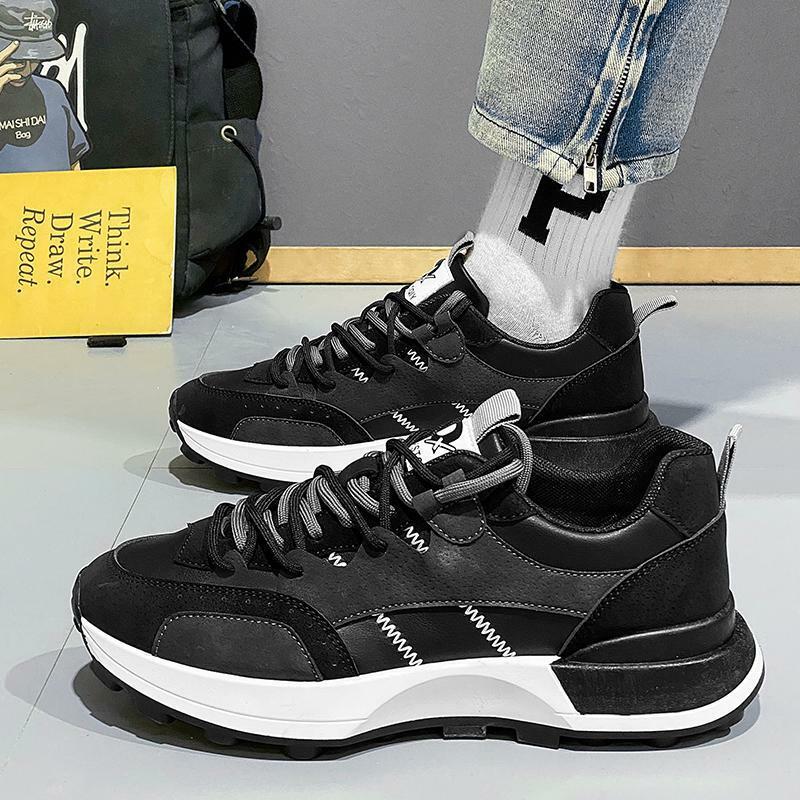 Putian Men's Shoes Autumn Sports Running Leisure Teenagers Height Increasing White Lightweight Soft Sole Daddy Tide Shoes