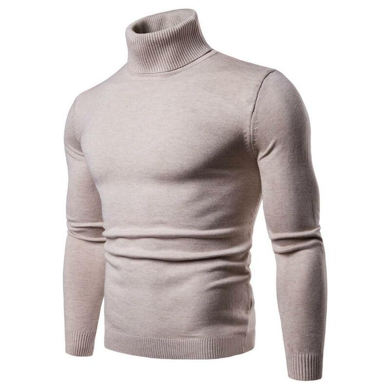 Moda 2021 outono inverno quente térmica magro estiramento pulôver nova camisola masculina gola alta camisola y959