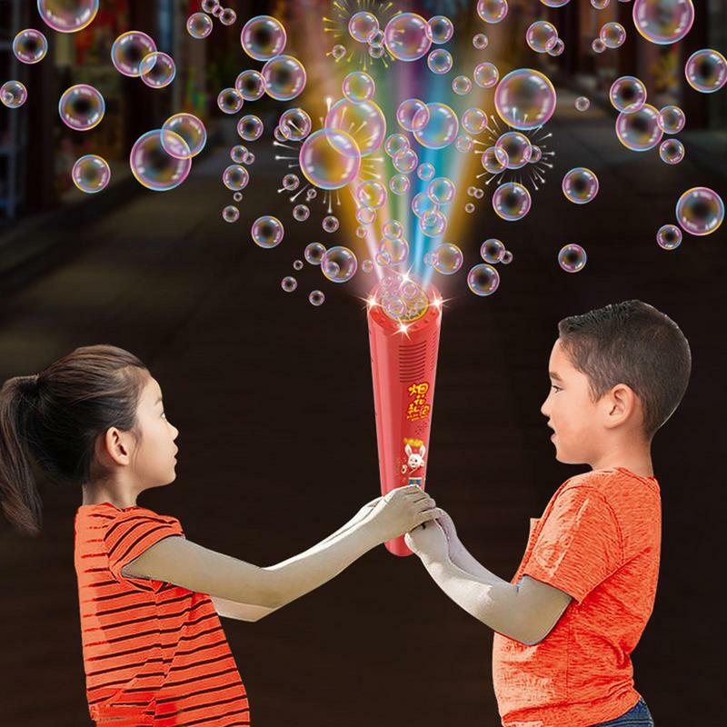 Przenośny bąbelkowy fajerwerk 12 otworów chiński nowy rok automatyczne urządzenie do baniek dla dzieci elektryczna bańka impreza plenerowa