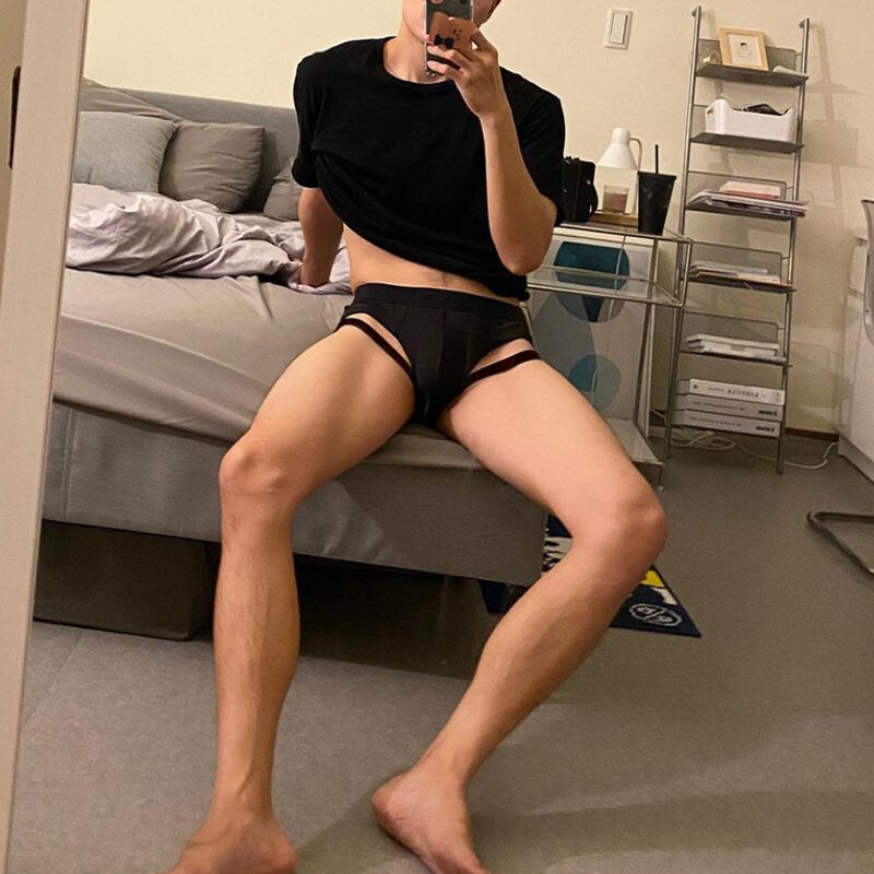 CMENIN seksowne pasek na nogę męskie majtki Fitness sportowy bielizna męska gejów wsuwane majtki Bikini Jockstrap bawełniane majtki Bikini Homme Bikini
