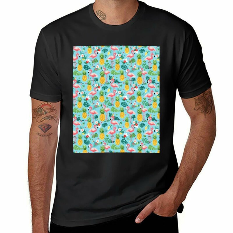 소년용 여름 패턴 복사, 플라밍고와 파인애플 티셔츠, 빈티지 남성 재미있는 티셔츠