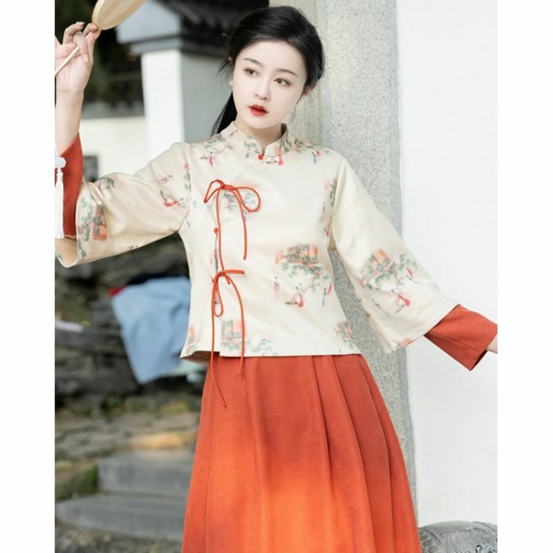 Роскошный старинный китайский костюм Тан ханьфу для женщин Повседневная одежда Qipao