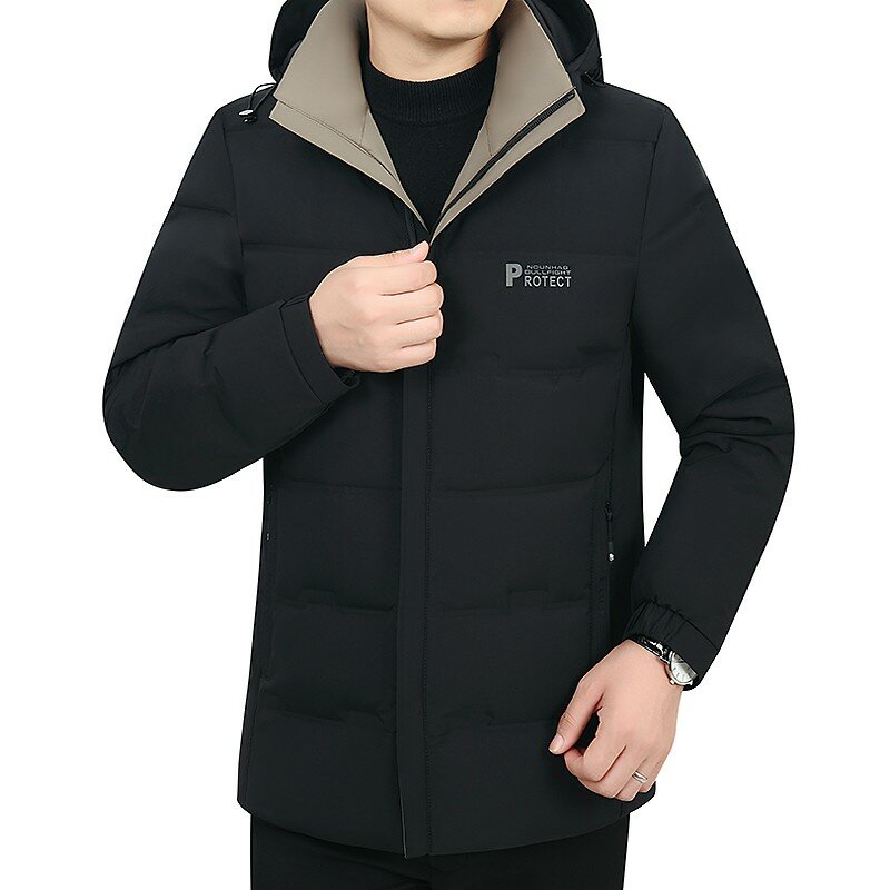 Мужская куртка с капюшоном на белом утином пуху, теплая Толстая куртка-пуховик, мужское повседневное высококачественное теплое пальто, Зимняя парка для мужчин