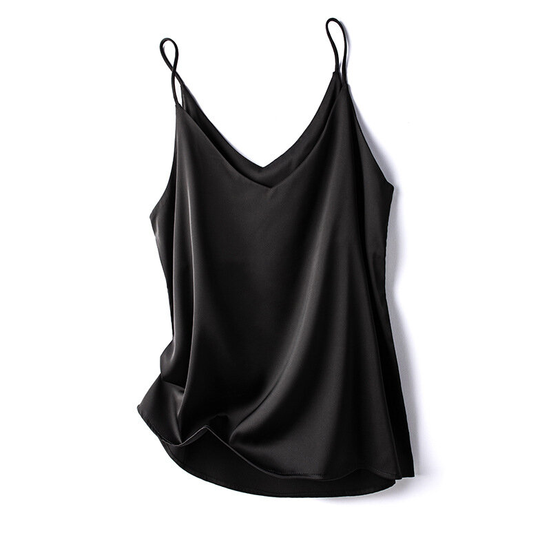 2024 Summer Camisole Slim Vest Sexy Women Sleeveless V-Neck Gray Tee Tank Tops Female Solid Black/White Korean Crop Tops Y2k