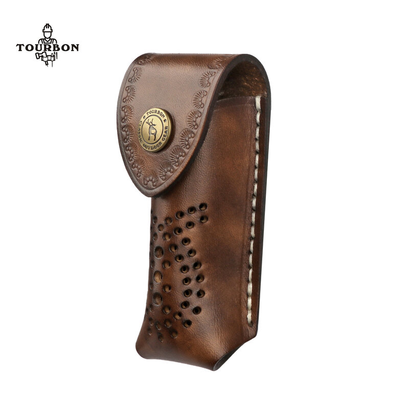 Tourbon-Funda de cuero para Cuchillo de 4,1 ", Bolsa multiusos para cuchillo plegable pequeño EDC, funda con Clip para cinturón, color marrón
