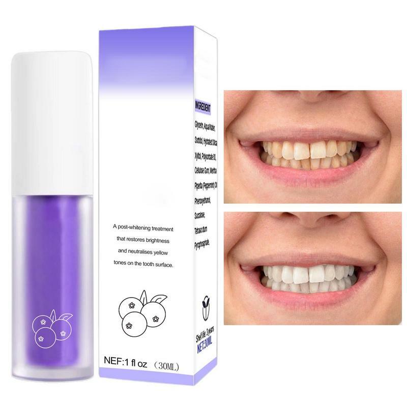 Зубная паста V34 для отбеливания зубов, мусс фиолетовый отбеливающий для ухода за зубами, фиолетовая зубная паста