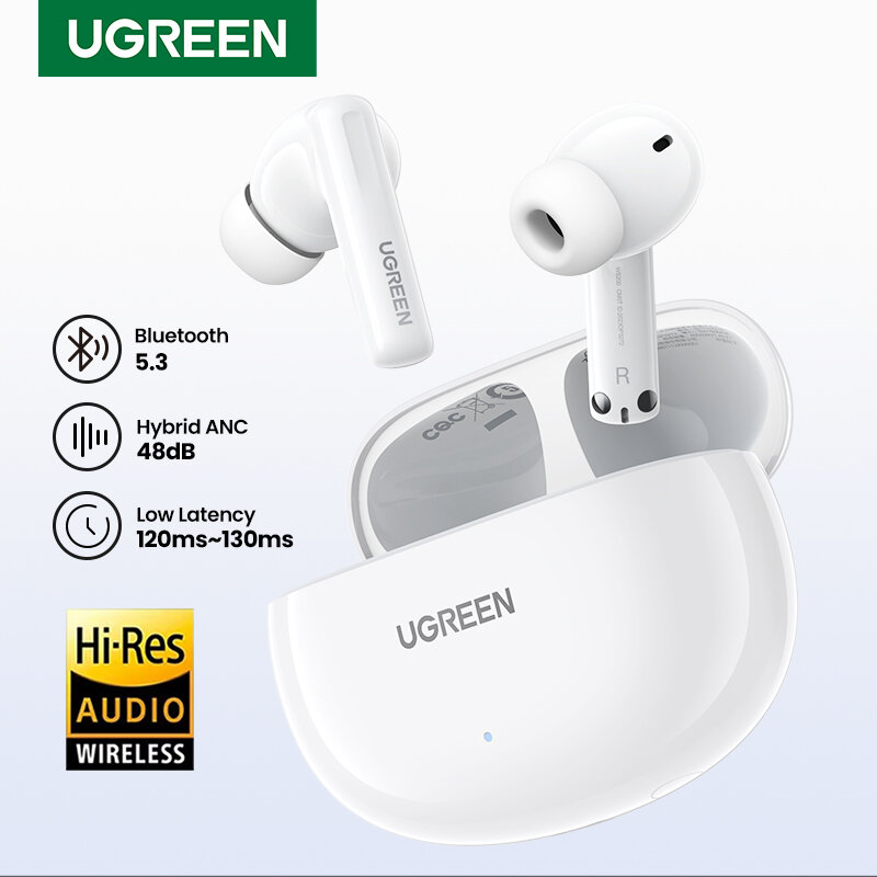 UGREEN-auriculares inalámbricos HiTune T6 ANC TWS, cascos con Bluetooth 5,3, cancelación activa de ruido, para iPhone 15 Pro Max, Samsung Galaxy