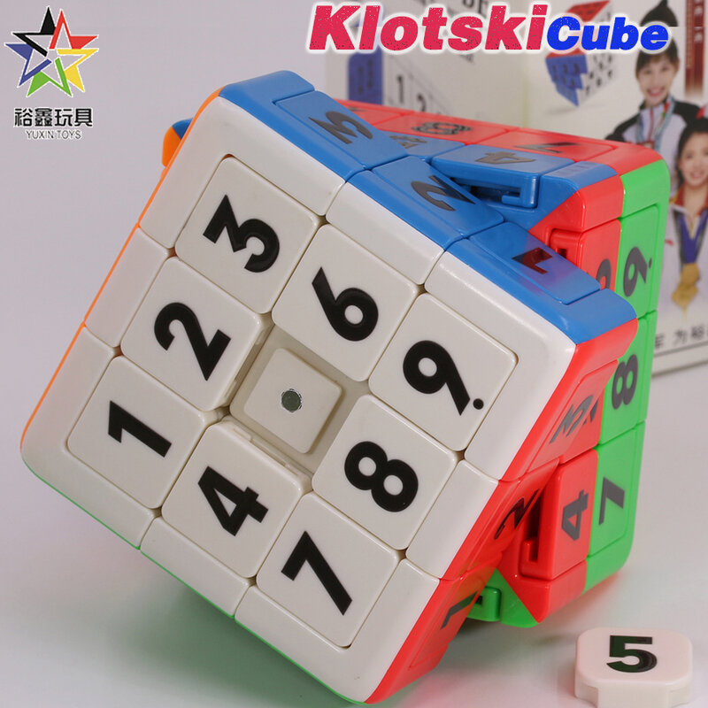 Yuxin Klotski ลูกบาศก์มายากล3x3x3 2X2X2ปริศนาตัวเลขแม่เหล็กปริศนาซูโดกุ3X3เกมอัจฉริยะ2X2ของเล่นทางการศึกษาระดับมืออาชีพ