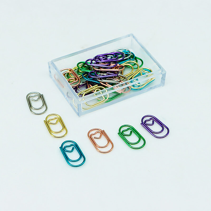 50 PCS Mini love Multicolor Metal Paper Clips Notebook Bookmark binder Paperclips Marking Accessories Paper Clips