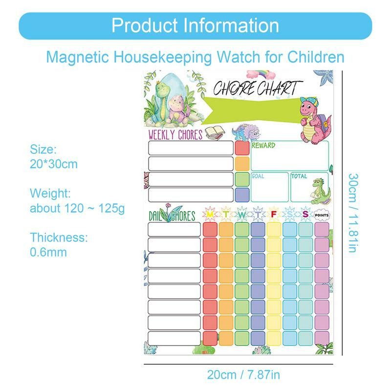 Magnetic Dry Apagar Chore Chart Set for Kids, Fridge Calendar, 2 Marcadores
