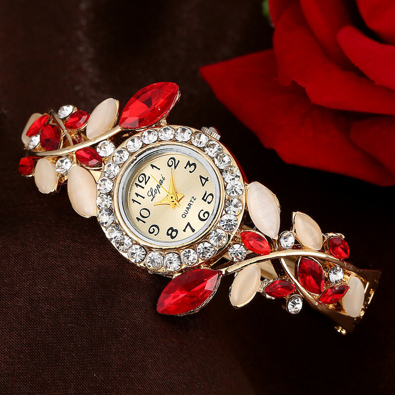 Relojes de pulsera de cuarzo para mujer, relojes de pulsera femeninos de 33 diamantes, de precisión