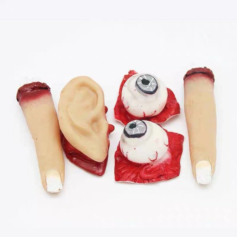 1Set Halloween Decor Horror Props Bloody Broken Finger Eyeball Ear Tricky Toy Fake Body Organs for Haunted House Party Supplies