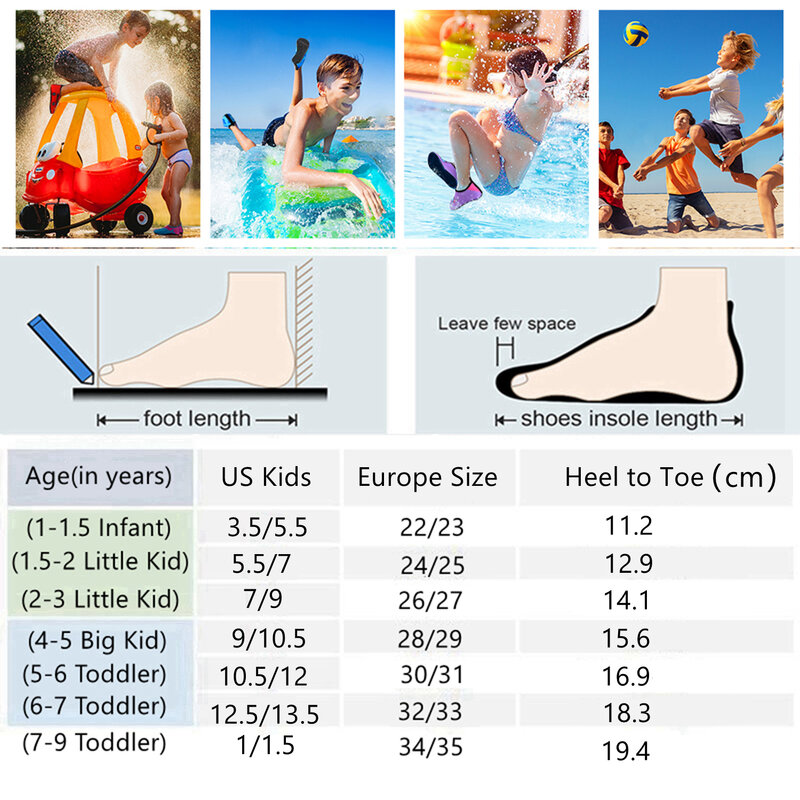 Sapatos infantis de praia aquática, sapatos de natação para meninas, sapatos aquáticos de secagem rápida, piso macio para meninos, chinelo interno, mergulho, meias de natação