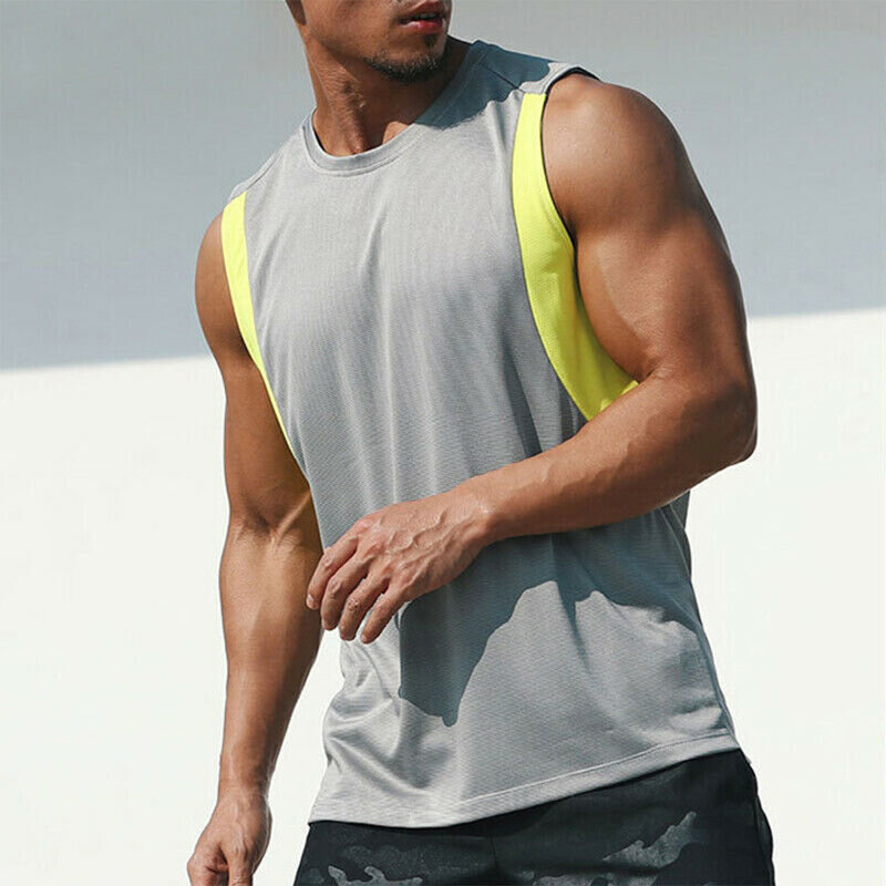 Siłownia Fitness koszule siłownia oddychające męskie koszulki do eksponowania mięśni poliestrowe szybkoschnący regularny trening wszystkie sezony