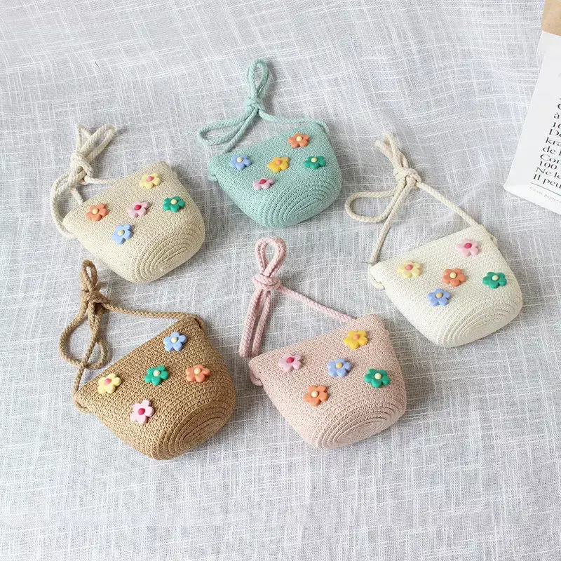 Летняя детская соломенная плетеная сумка-мессенджер, Прекрасный маленький кошелек для девочек, сумочки, маленькие детские сумки на плечо, кошелек принцессы