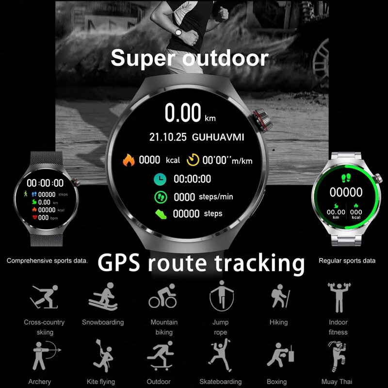Dla HUAWEI GT4 Pro GPS NFC Smart Watch męski 360*360 ekran z ramką na tętno Bluetooth Call IP68 wodoodporny męski Smartwatch 2024