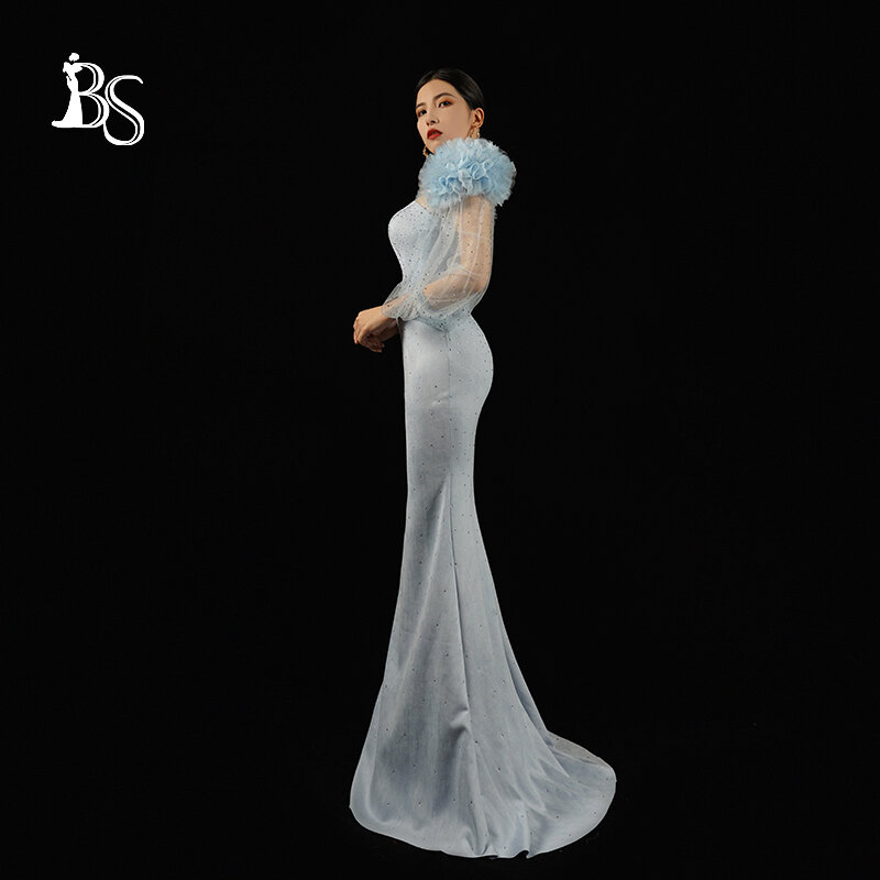Baisha-vestido de noche de lujo Original con flores en 3D, ropa de fiesta de celebridades con diamantes, elegante, Y35, 2024