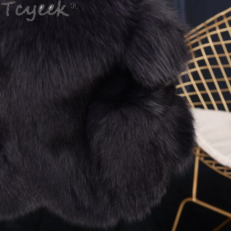 Real Tcyeek vison fur vest para mulheres, casaco natural, decote em v, top sem mangas, casacos curtos, jaqueta de inverno, novo, 2024