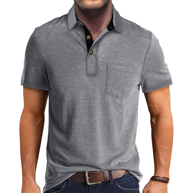 Лето 2024, Мужская одежда, футболка с коротким рукавом и отложным воротником, Мужская рубашка поло, Топ Поло, оптовая продажа