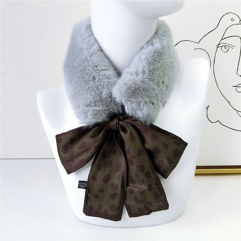 女性のフェイクファーレタリングのヒョウ柄の首のスカーフ,暖かい髪のヘッドスカーフ,長いシルク,冬,2023