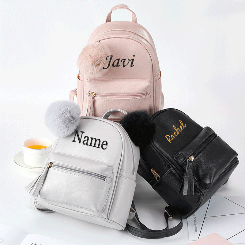 New Embroidered Leisure Versatile Women's Backpack Personalized Customization Trendy Solid Color with Name Gift Bag