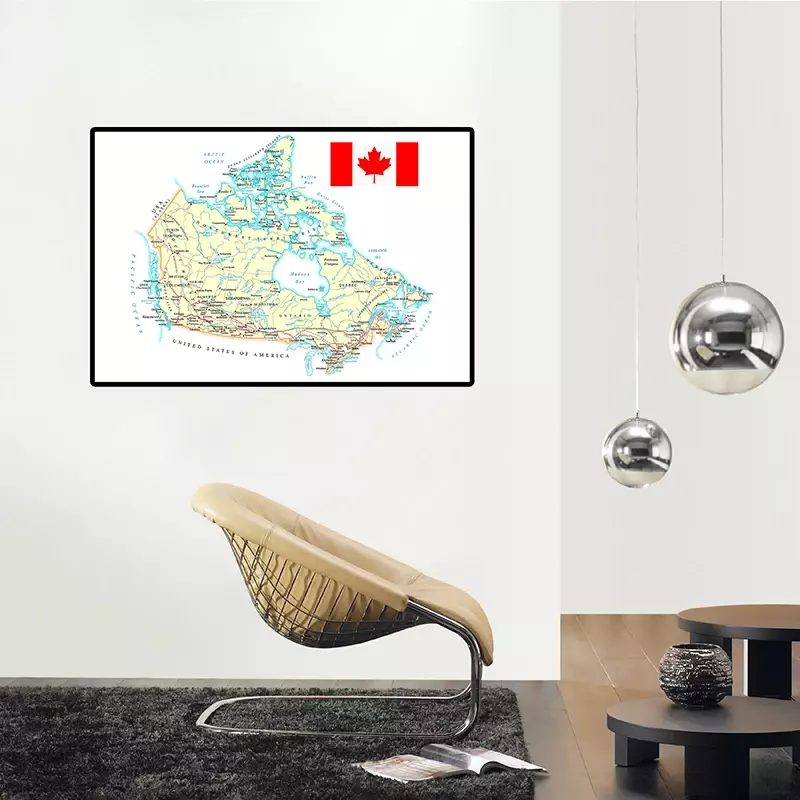 59*42cm francês o canadá mapa topográfico posters e impressões arte da parede quadros em tela obras de arte decoração do escritório em casa