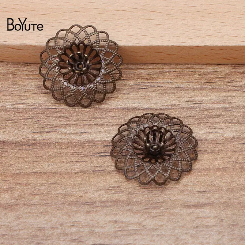 BoYuTe (50 pezzi/lottp) 22MM metallo ottone fiore filigrana materiali fatti a mano accessori gioielli fai da te all'ingrosso