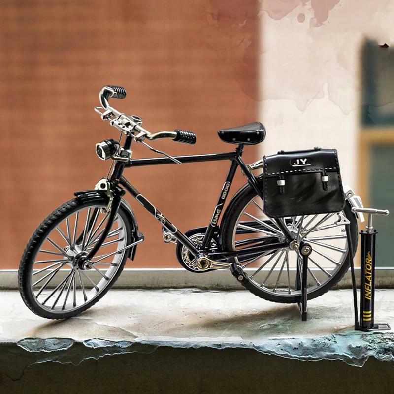 DIY Model Retro rower ozdoba ze stopu Retro rower 1/10 w skali palec zabawkowy Model wystrój domu pełne rowerowe modele na biurko