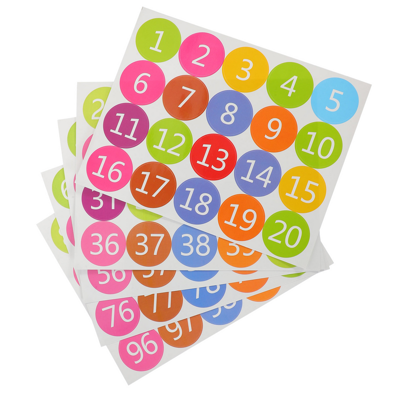 100 Pcs The Circle Universal Label Office Stickers Identification Labels Paper Number Classification
