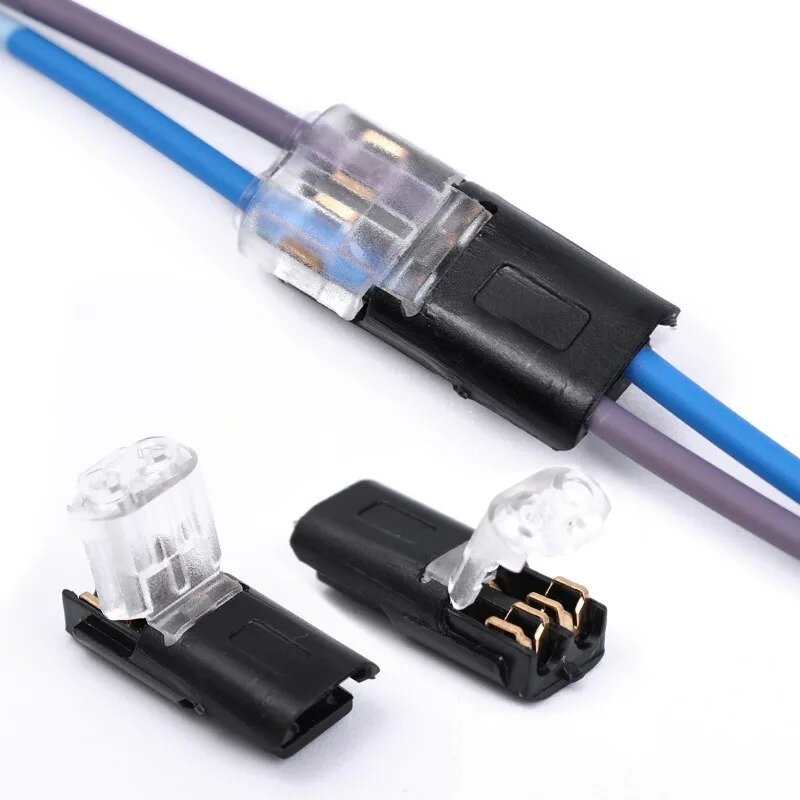 Conectores de encaixe do cabo do fio plugue, fio elétrico impermeável, conector de encaixe duplo fio com fivela de bloqueio, 2 vias