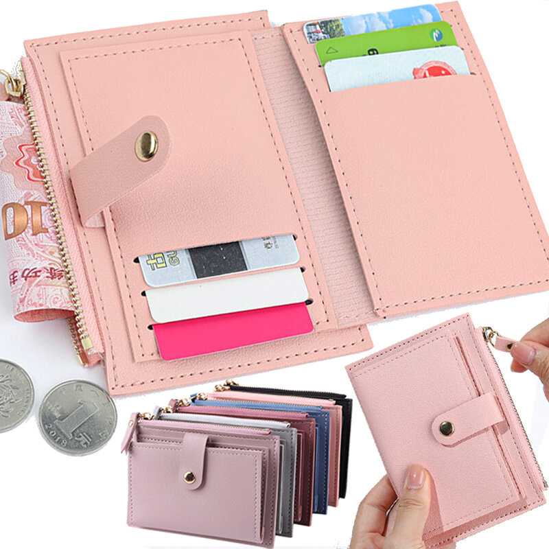 Women Fashion Short Wallet Coin Purse for Women Card Holder Small Ladies PU Leather Wallet Female Two-fold Hasp Mini Cute Clutch