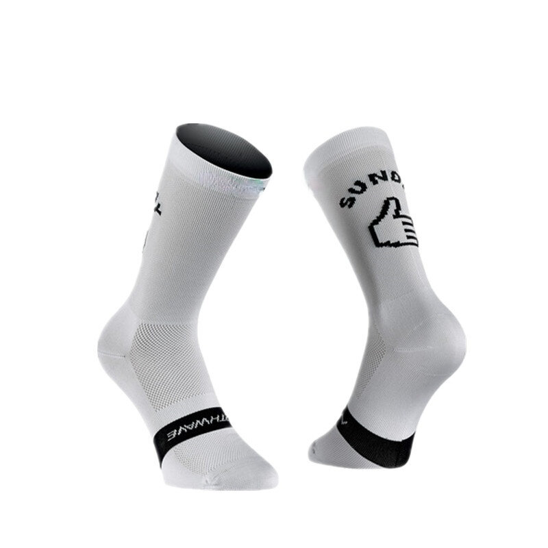 Lustige Sunday New Cycling Monday Socken atmungsaktive Rennrad Socken Männer Frauen Daumen Mittelfinger Sport Rennen Laufs ocken