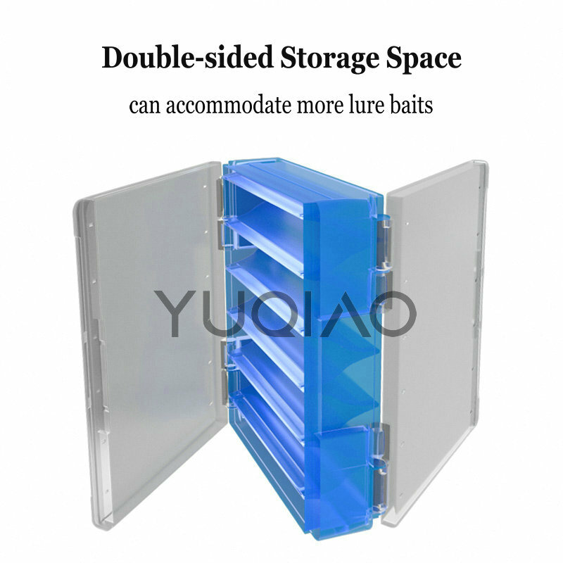 YUQIAO Fishing Bait Organizer Lure Box Portable Large Capacity Double-Layer Double Sided Plastic Fishing Tackle Accessories Box