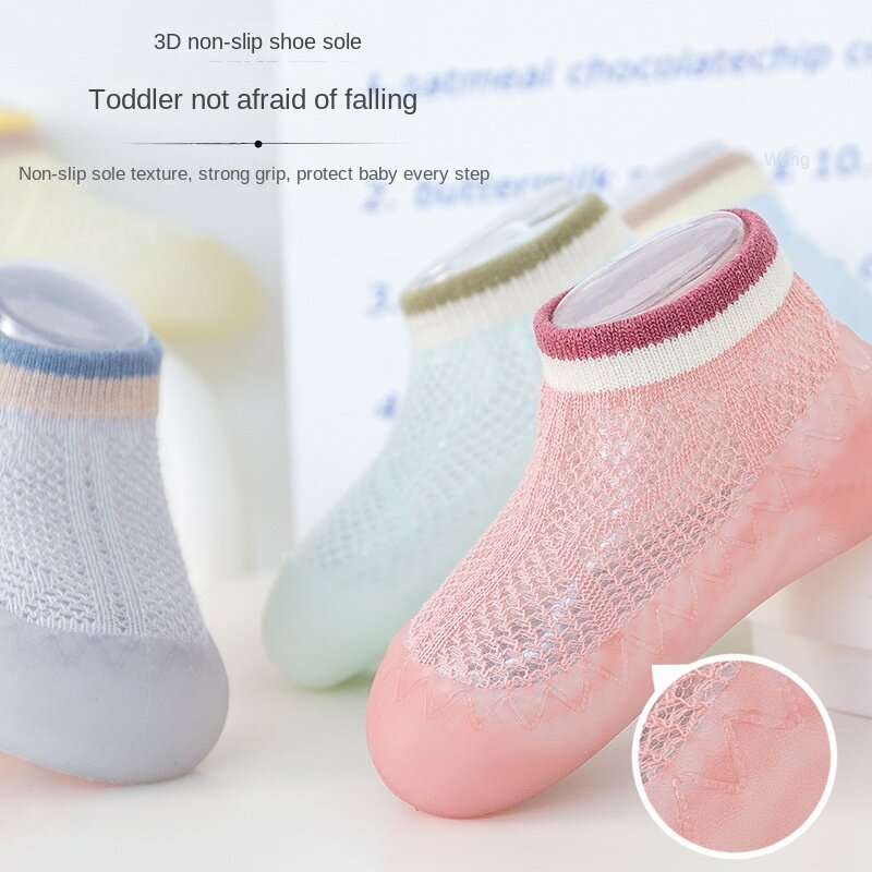 Calcetines antimosquitos transpirables de malla para recién nacido, zapatos antideslizantes para caminar, para bebés, zapatos de calcetines bebé niña para niños