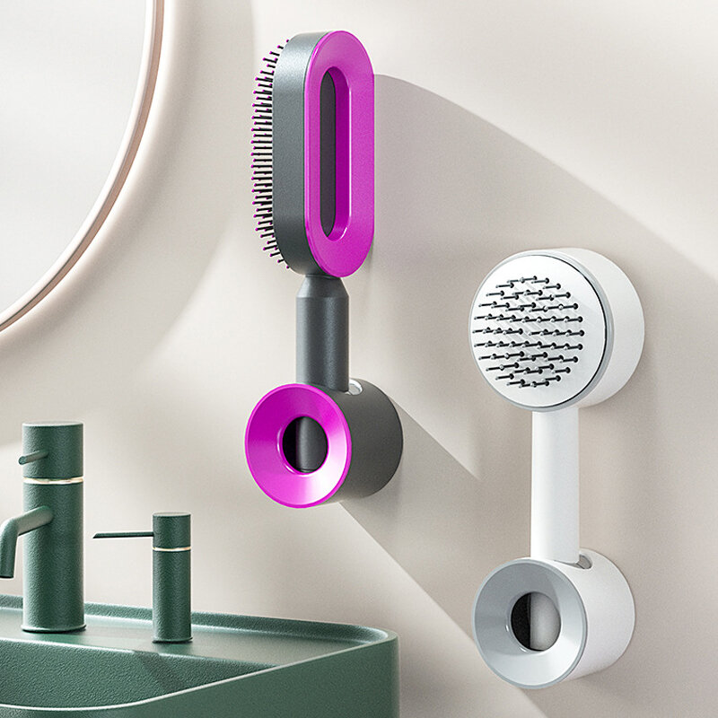 Profissional Detangling Scalp Combs para o cuidado do cabelo, auto escova de limpeza, massagem Pente, Almofada de ar, One-Key
