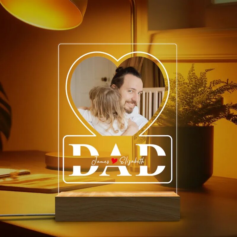 Best Dad Photo Night Light Custom Gift for Dad Personalized Bedroom Night Lights Father Birthday Gift 3d Table Lamps Decoration