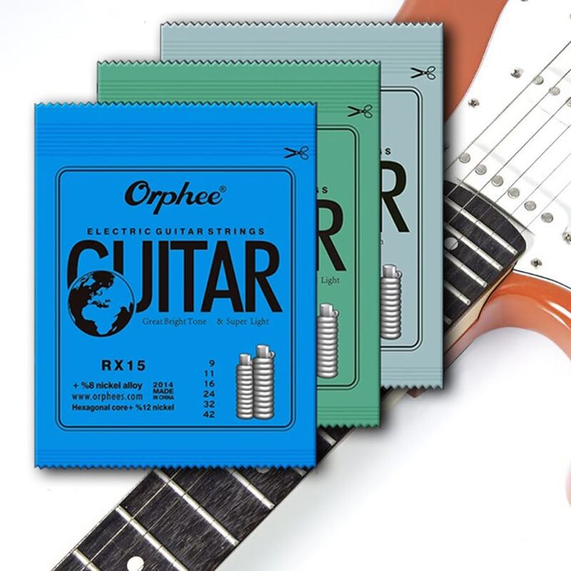 طقم أوتار جيتار كهربائي معدني ، سلسلة RX ، فولاذ كربوني سداسي ، قطع آلة موسيقية ، 6 أوتار