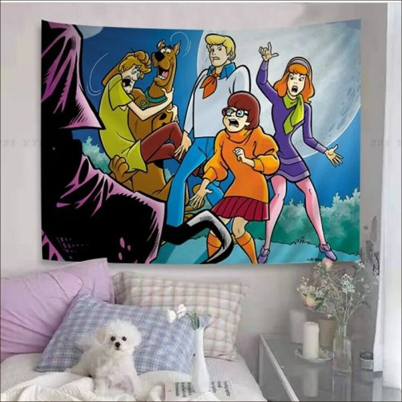 S-Scooby Anime Doo Tapeçaria, Tapeçarias Coloridas, Pendurado na Parede, Boêmio, Mandala, Lençóis