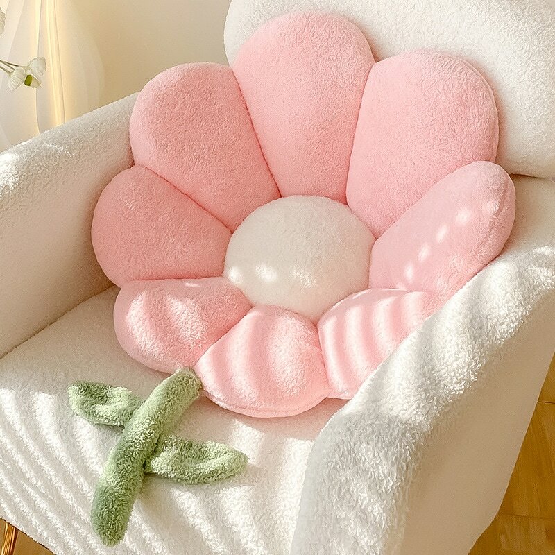 Lifelike Flower Shaped Plush Cushion Kawaii Stuffed Plant Plushie Throw Pillow Soft Sofa Car Mat Home Decor for Girls Toys Gifts