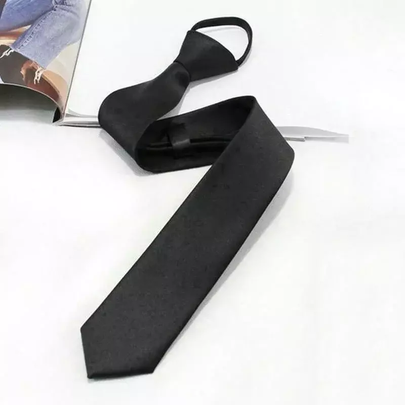 Lässige schwarze Clip Krawatten für Männer Frauen Student College Sicherheit einfache Krawatte Doorman Steward matten Anzug Geschäft dünne faule Krawatte