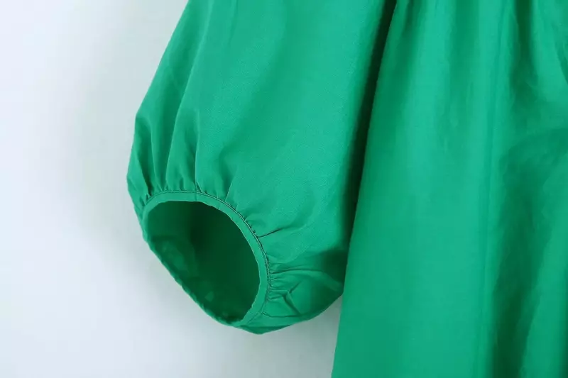 Mini robe à col en V pour femmes, décoration de broderie évidée, bouton rétro à manches longues, nouvelle mode, 2024