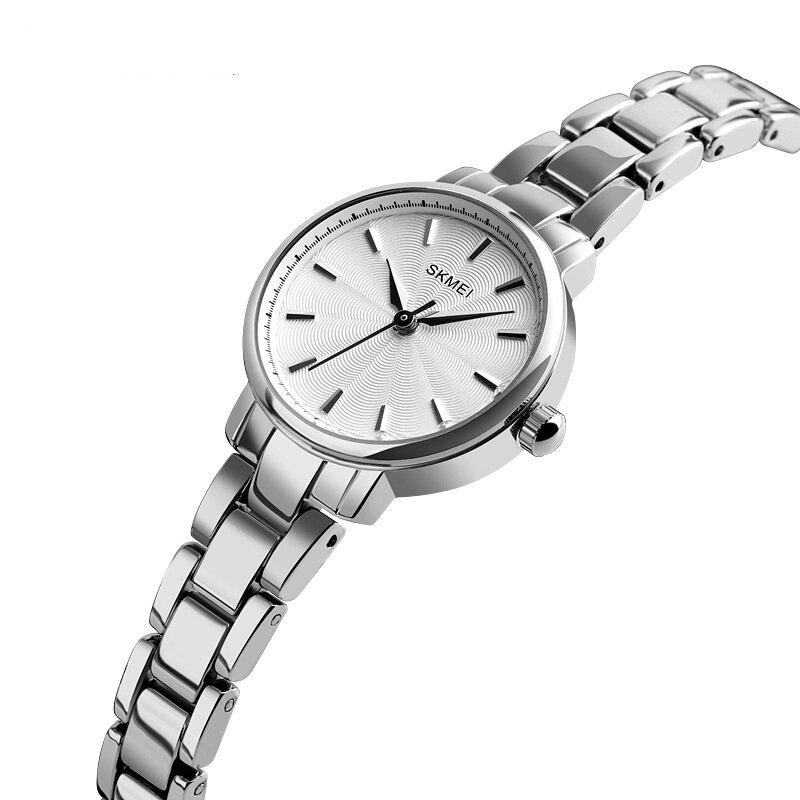 Fashion Elegant Ladies Stainless Steel Chain Band Wristwatch Waterproof Simple Time Quartz Watch for Women