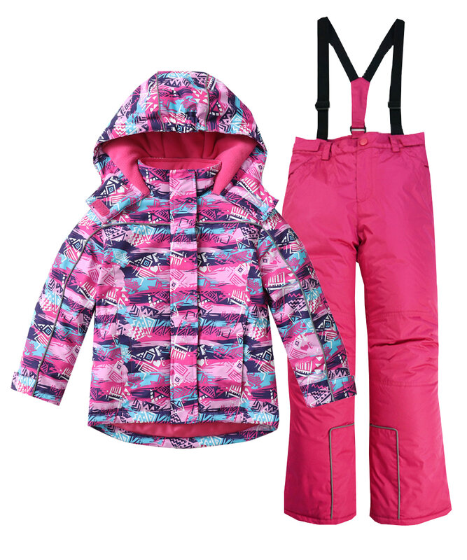 ชุดสกีเด็กผู้หญิง3-12T ใหม่ชุดเสื้อโค้ทสโนว์บอร์ดกางเกงกันน้ำกันลมชุดเล่นสกีสโนว์บอร์ด
