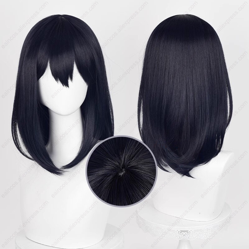 Anime Shimizu Kiyoko peruka do Cosplay 46cm długości niebieskie czarne peruki odporne na ciepło włosy syntetyczne